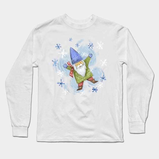 Snow Angel Gnome Long Sleeve T-Shirt by SWON Design